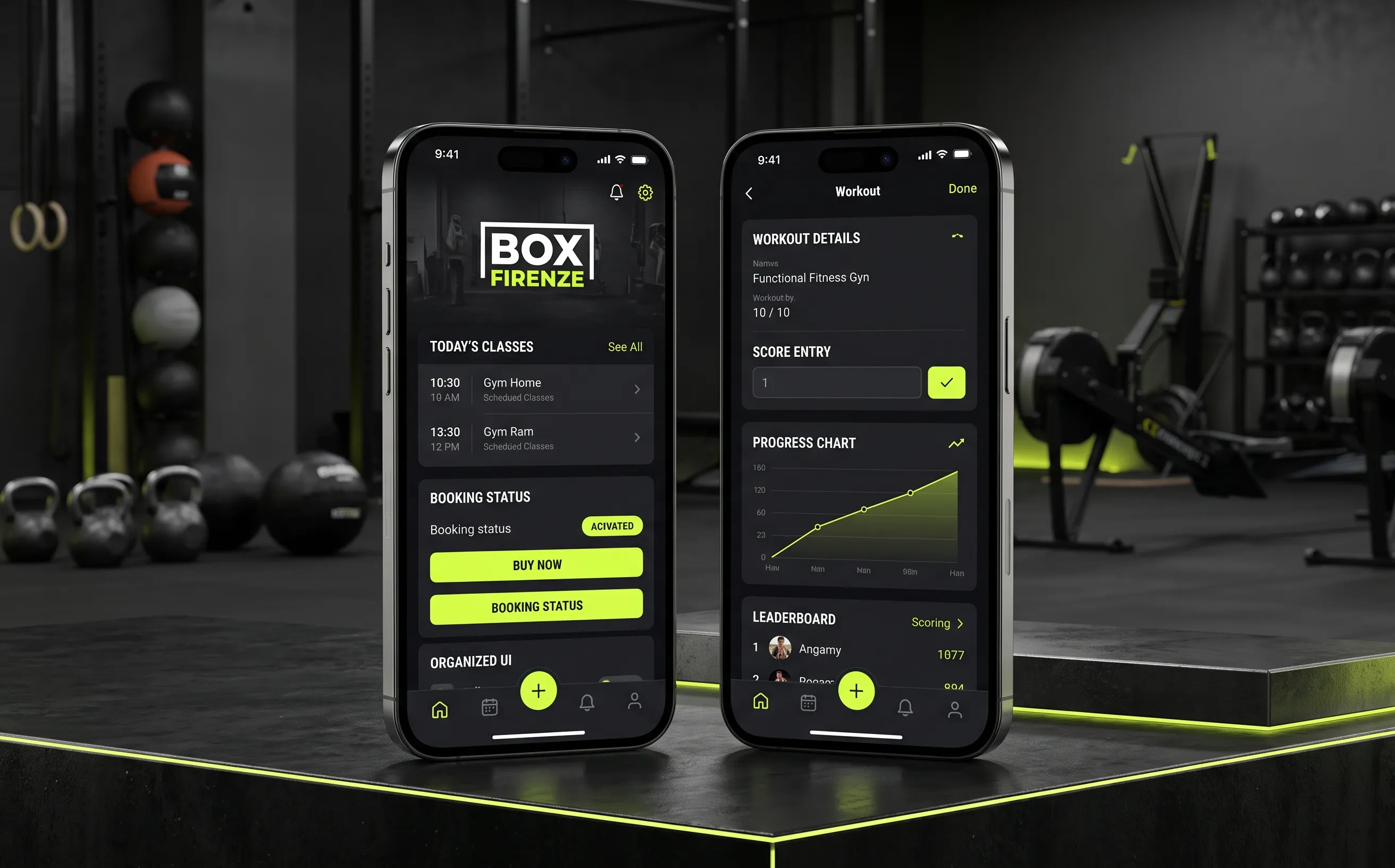 White-labeled Wodly mobile app mockup for a branded gym experience