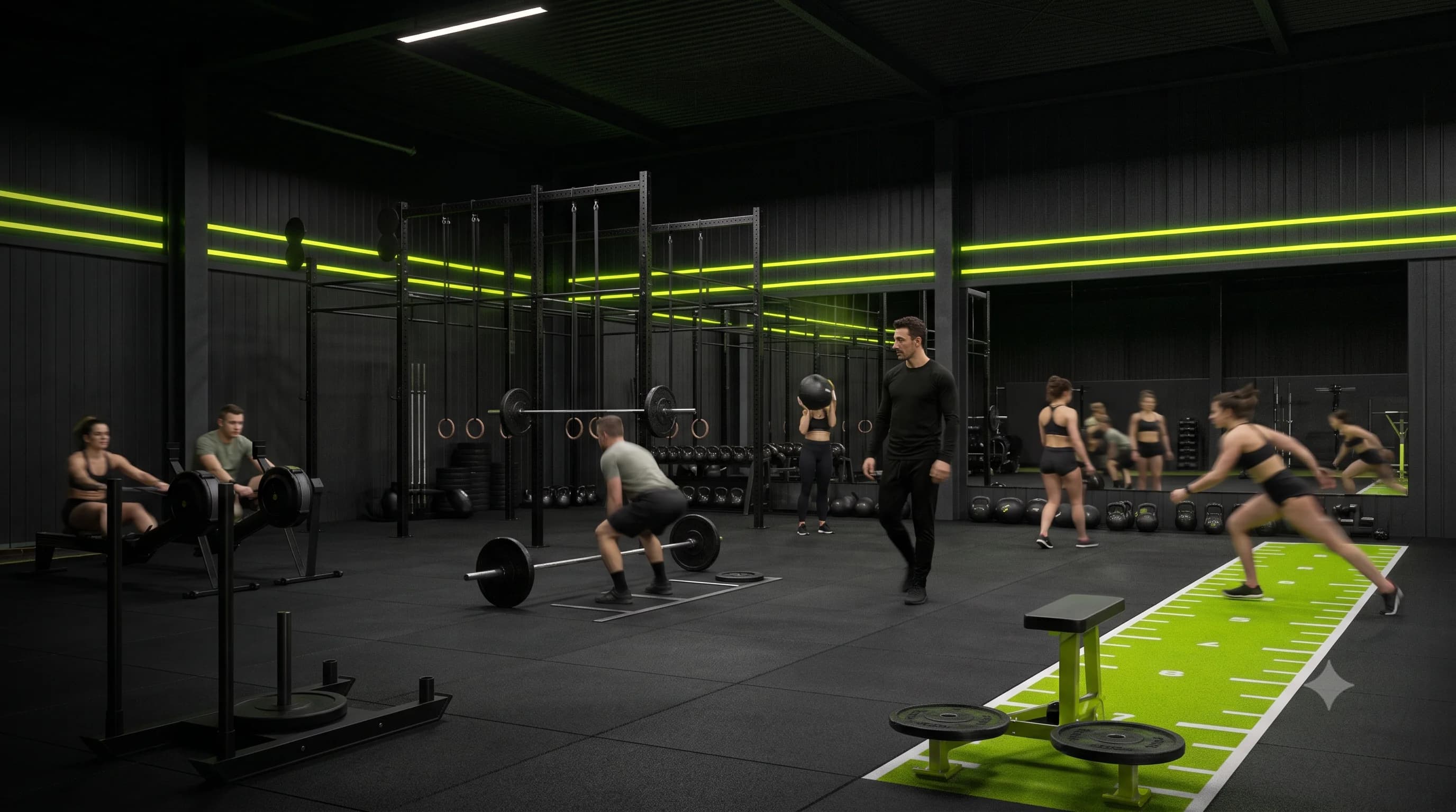 CrossFit and Hyrox class training together